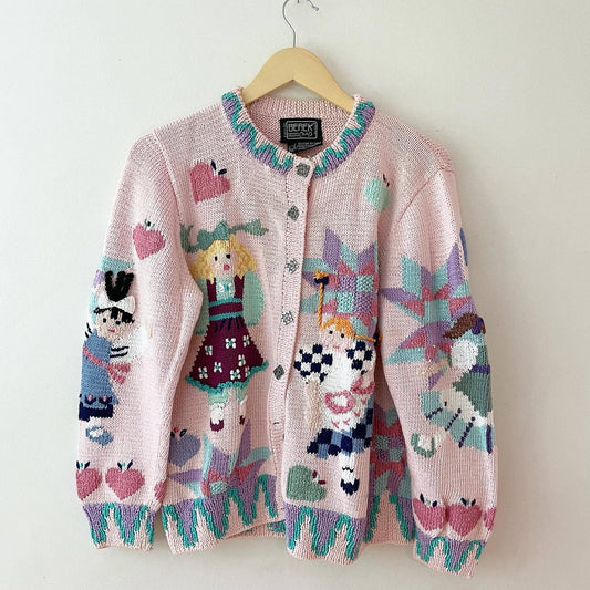Berek Hand Knit Vintage Girl Pattern Cardigan Sweater