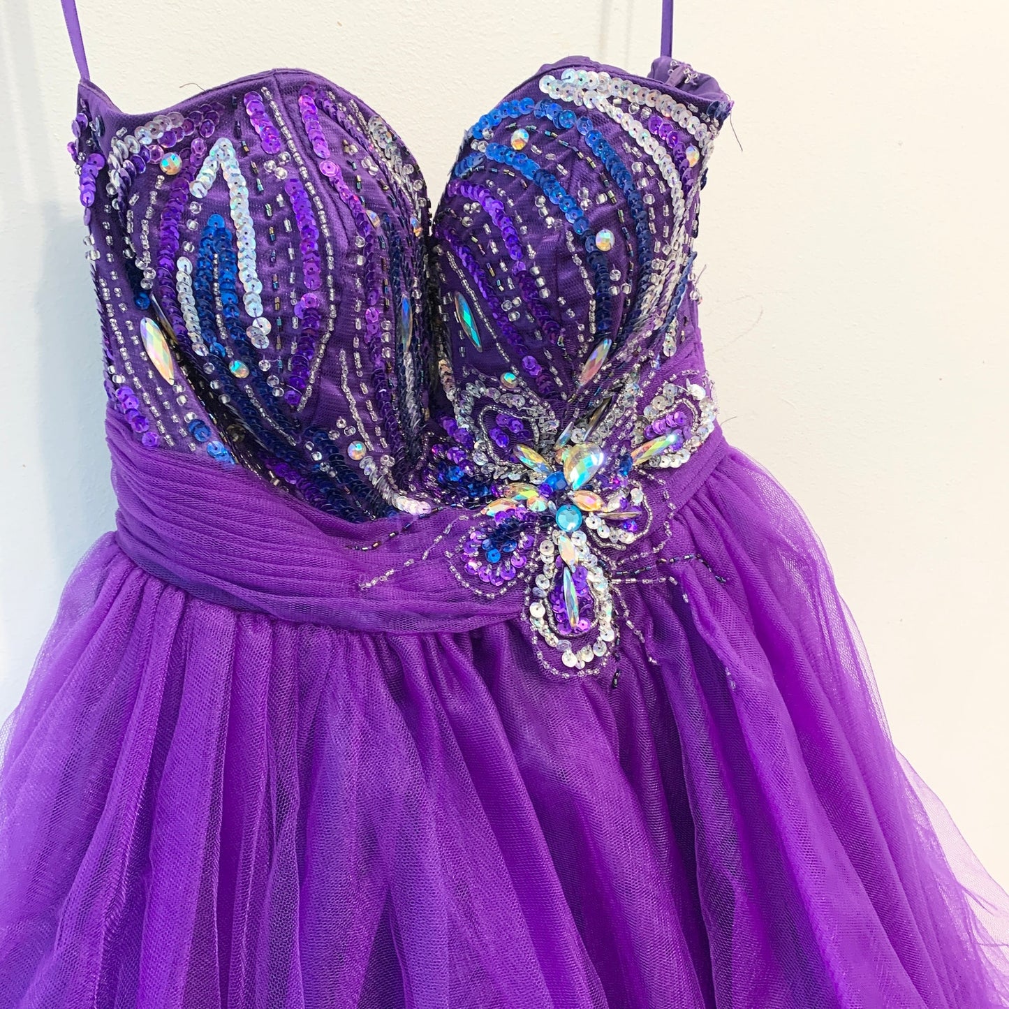 Let's Fashion Purple Mini Strapless Embellished Tutu Prom Homecoming Purple Dress