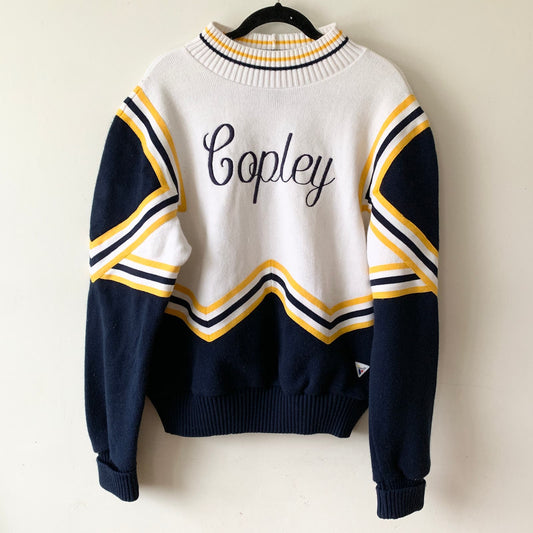 Vintage Cheerleader Varsity Sweater Copley High School Ohio Blue Yellow White