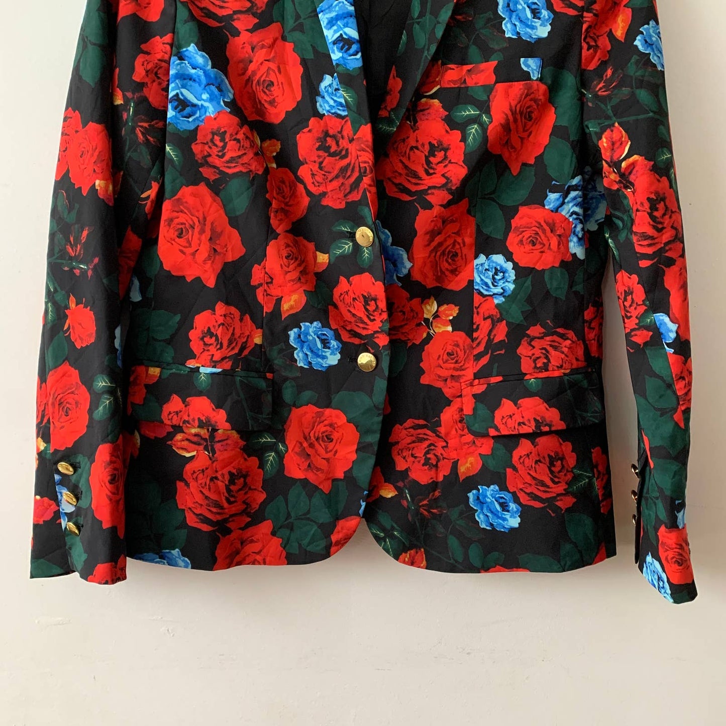 Vince Camuto Red Rose Floral Print Valentine's Satin Blazer 10