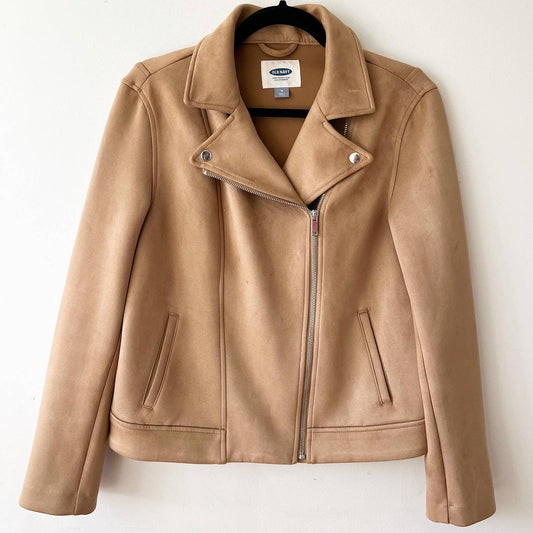 Old Navy Faux Suede Tan Camel Moto Jacket