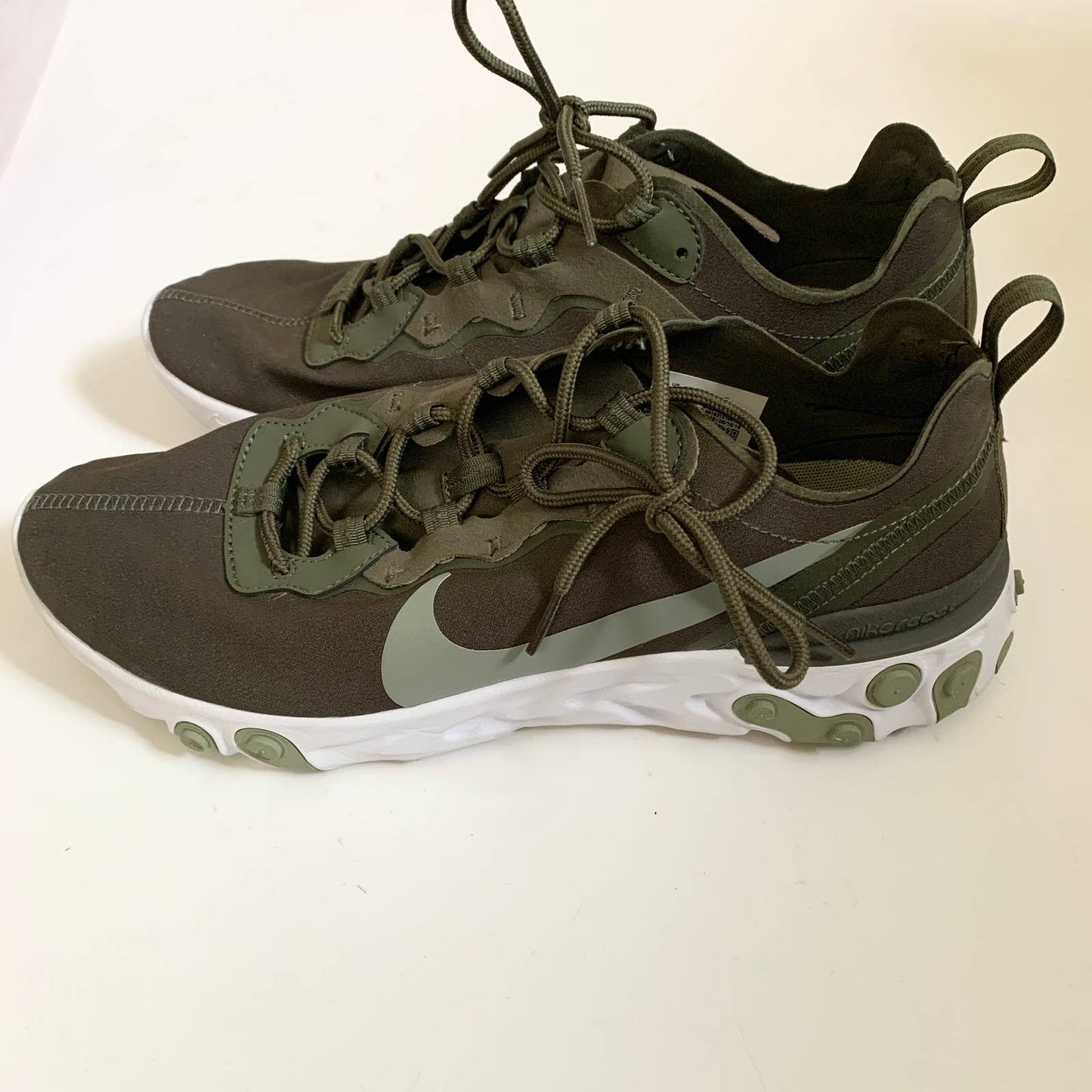 Nike React Element 55 Cargo Khaki Olive Army Green White Sneaker 12