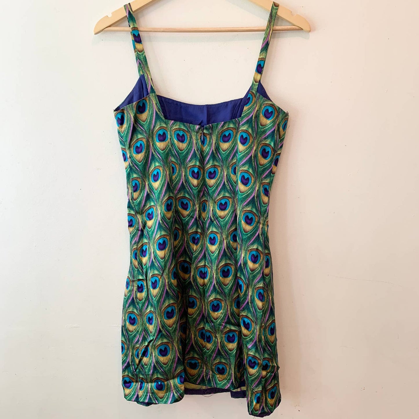 Vintage 90s Nicole Miller Green Peacock Silk Slip Dress Fran Fine Nanny