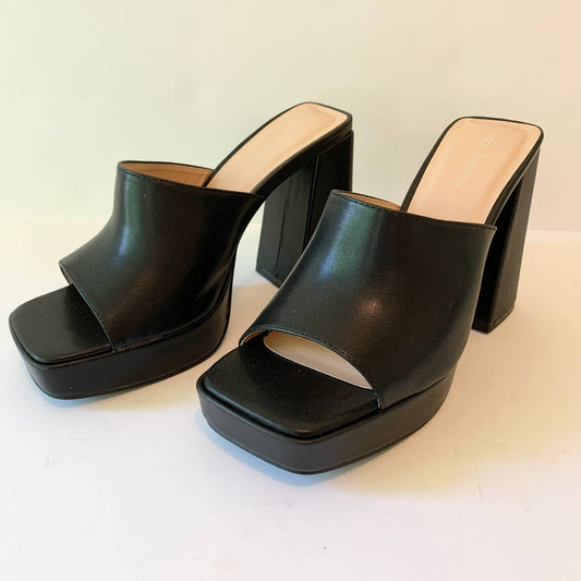 Hot Tomato Tommie Black Platform Sandal Heels Shoes 7.5
