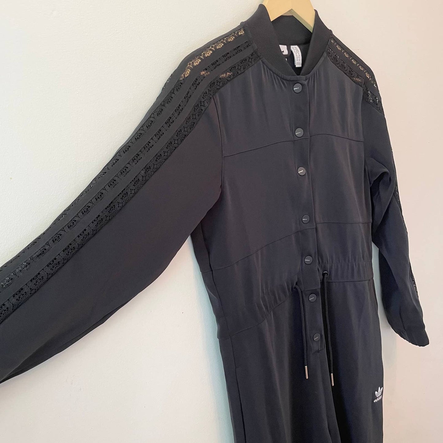 Adidas Originals Bellista Lace Trim Black Jumpsuit