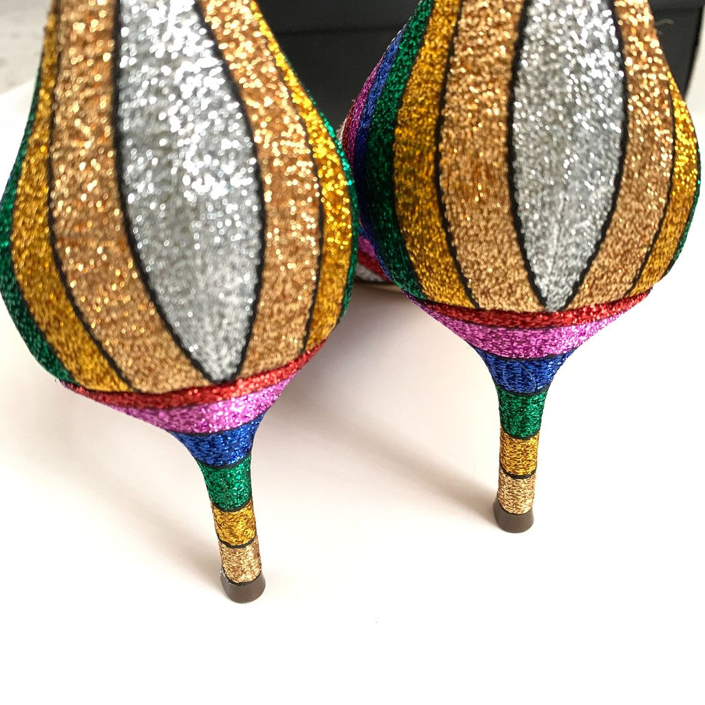 Nina Shoes Metallic Rainbow Stripe Jo Jo Heels Size 9M