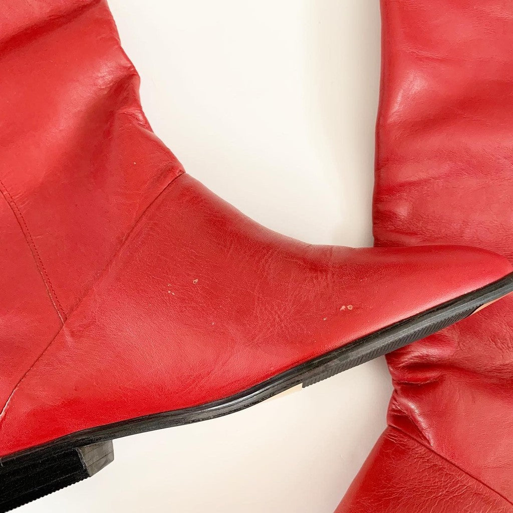 Tarantino's Vintage Red Mid-Calf Leather Pull On Boots 7.5