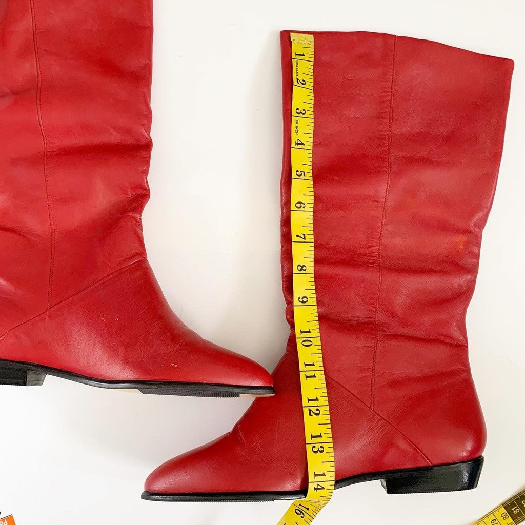 Tarantino's Vintage Red Mid-Calf Leather Pull On Boots 7.5