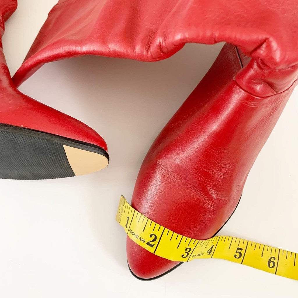 Tarantino's Vintage Red Mid-Calf Leather Pull On Boots 7.5