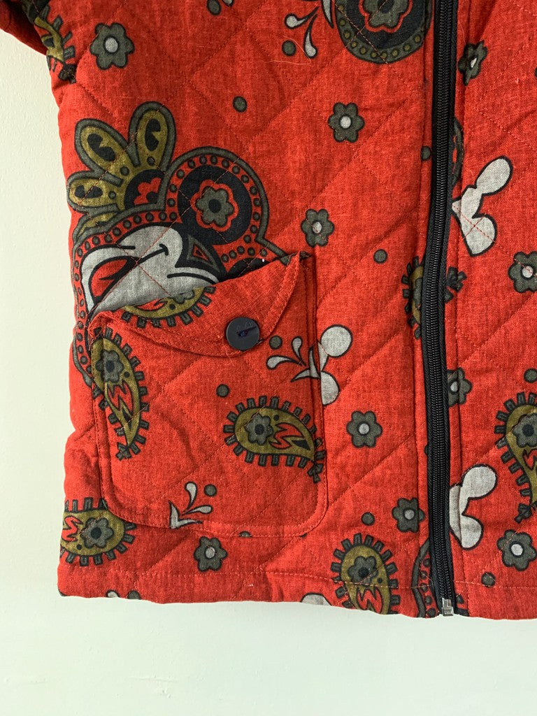 Mickey Print Quilted Short Sleeve Jacket Shacket Size Large