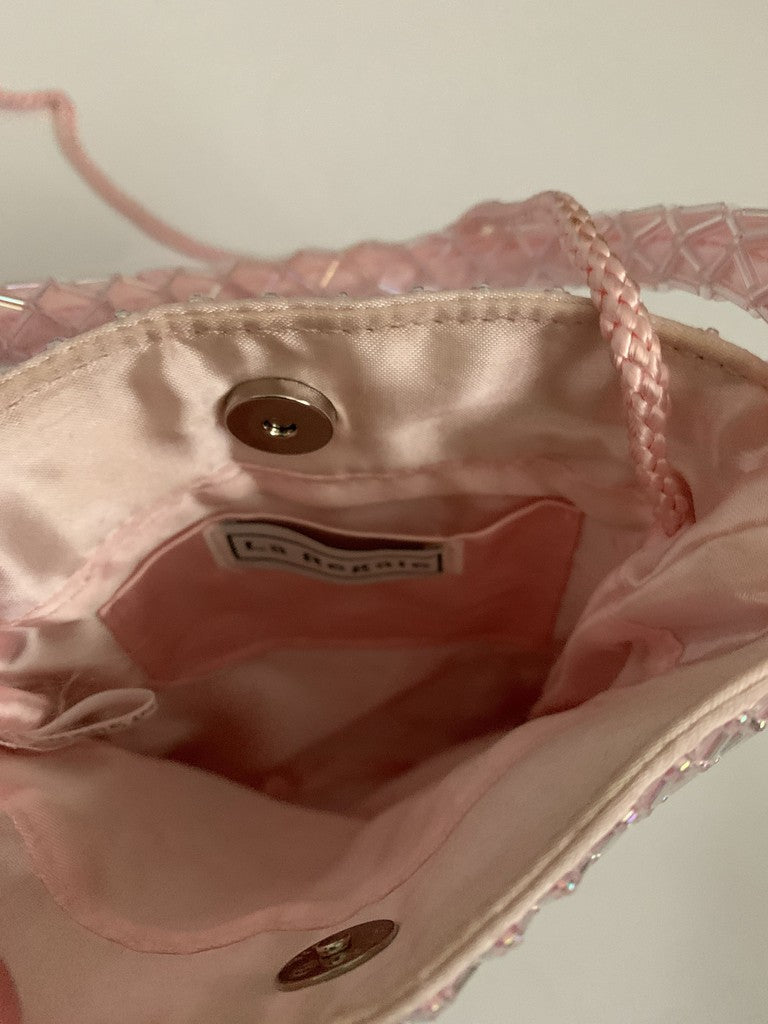Vintage Y2K Pink Beaded Mini Purse with Strap La Regale