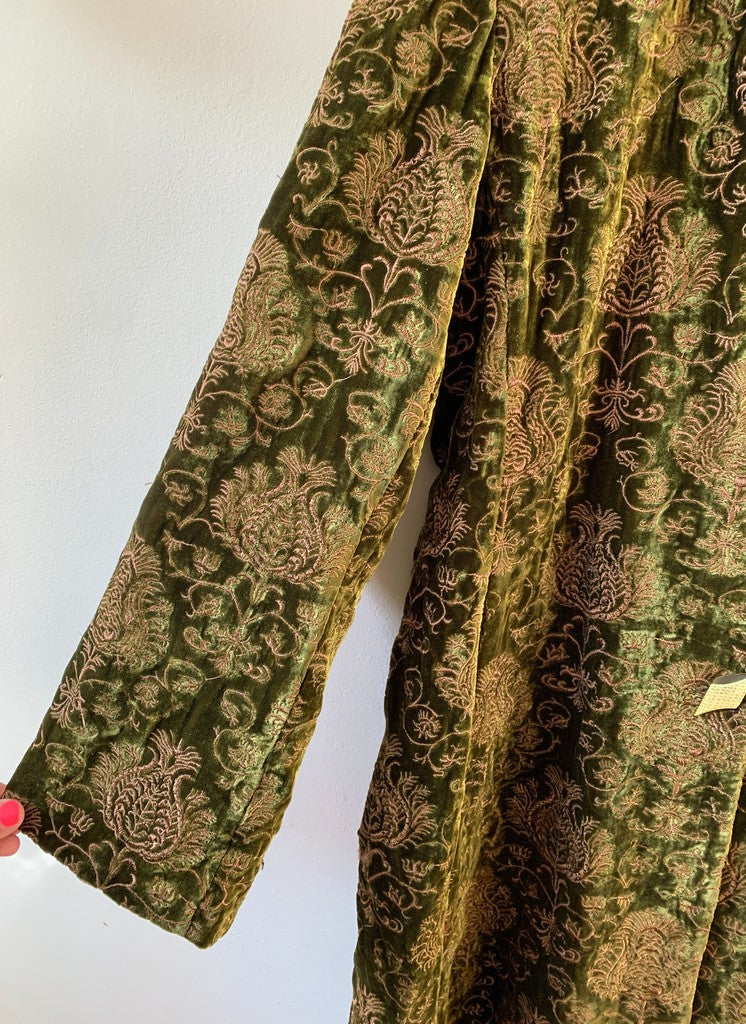 Vintage Aris. A Paisley Mid-Length Velvet Embroidered Jacket XXL