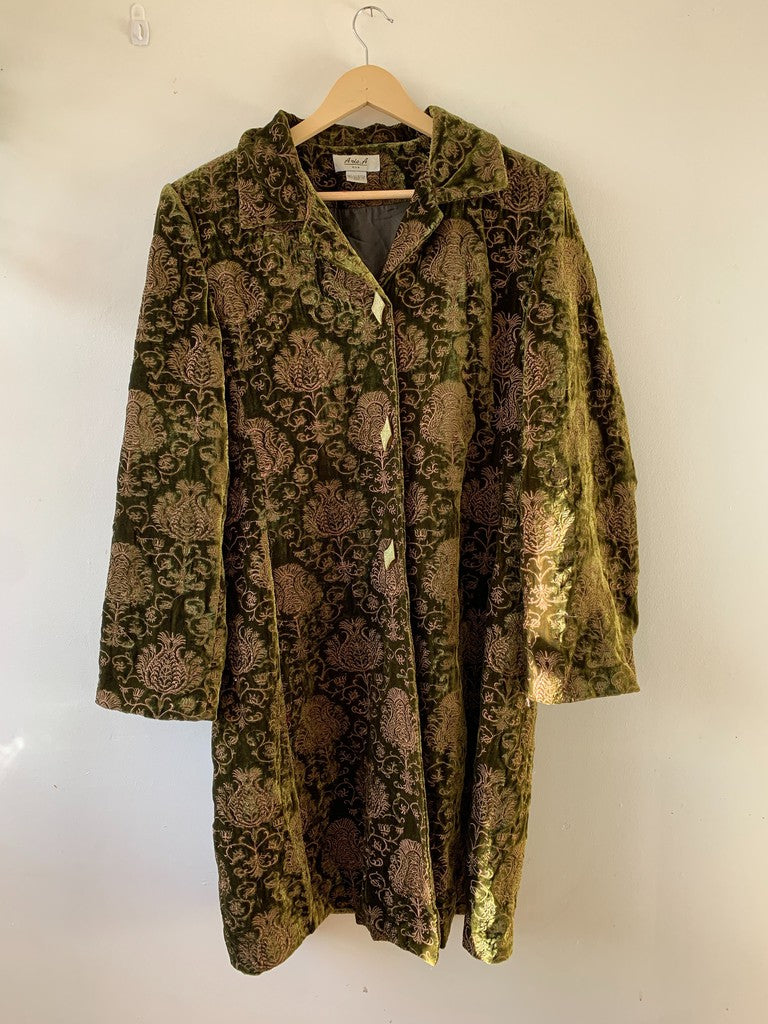 Vintage Aris. A Paisley Mid-Length Velvet Embroidered Jacket XXL