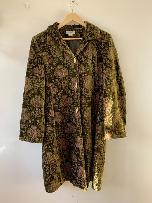 Vintage Aris. A Paisley Mid-Length Velvet Embroidered Jacket XXL