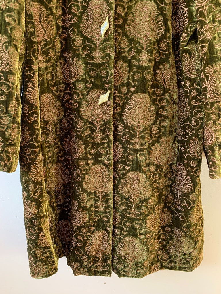 Vintage Aris. A Paisley Mid-Length Velvet Embroidered Jacket XXL