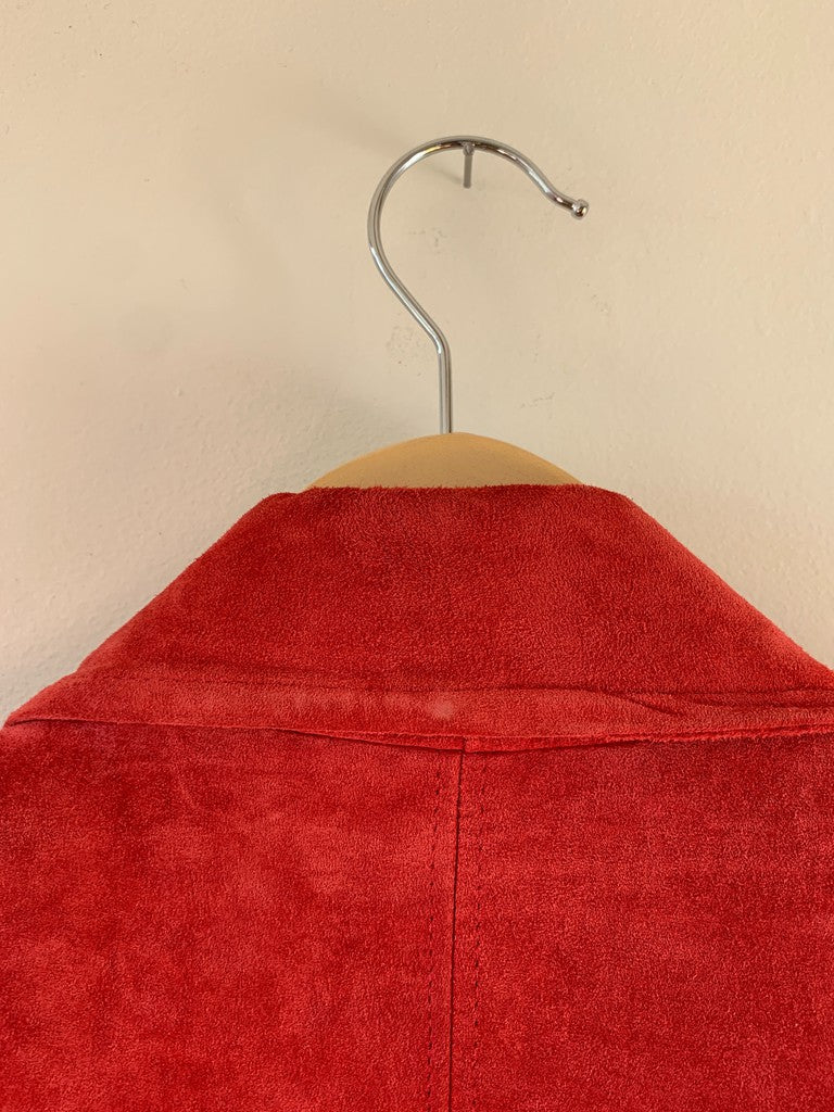 Vintage Fashions by 80s Jill Leather Trim Red Wool Overcoat Union Made