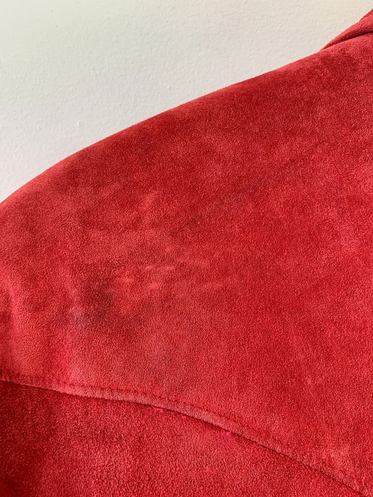 Vintage Fashions by 80s Jill Leather Trim Red Wool Overcoat Union Made