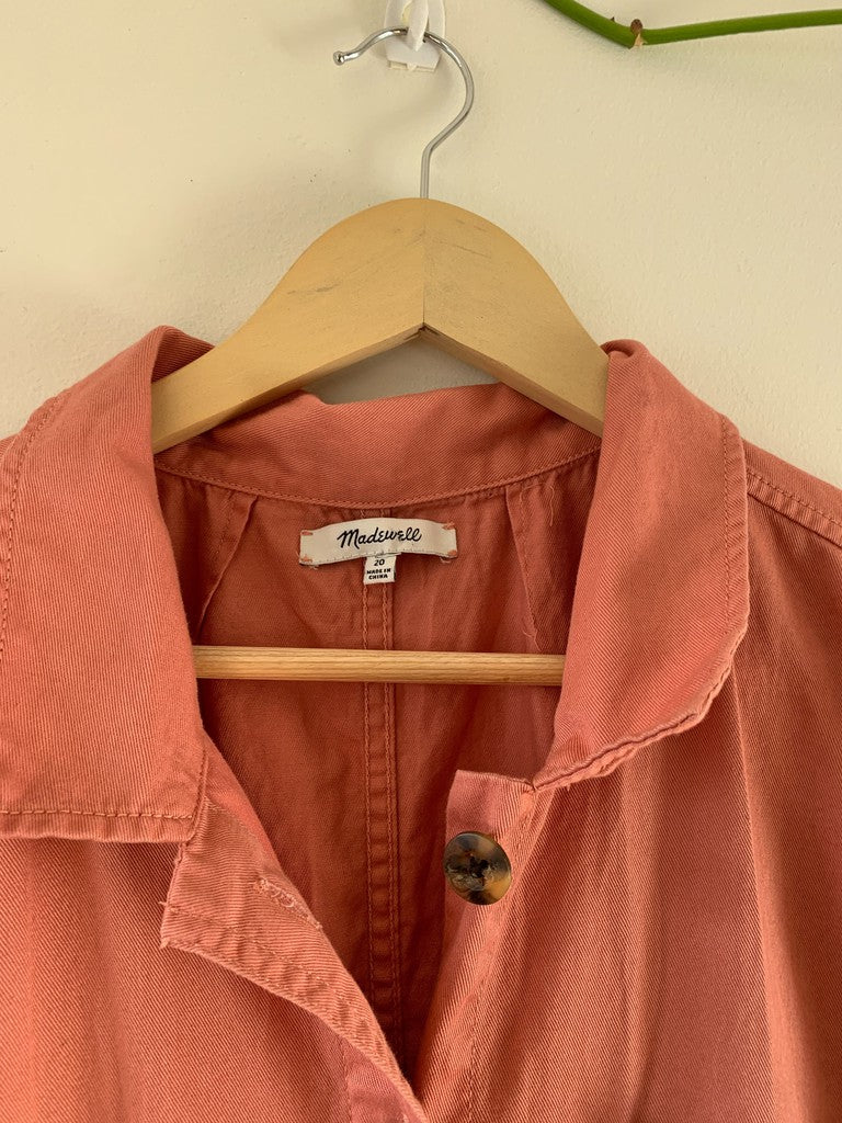 Madewell Cropped Wide Leg Plus Size Utility Jumpsuit Coral Tan Size 20 Style Number G7789
