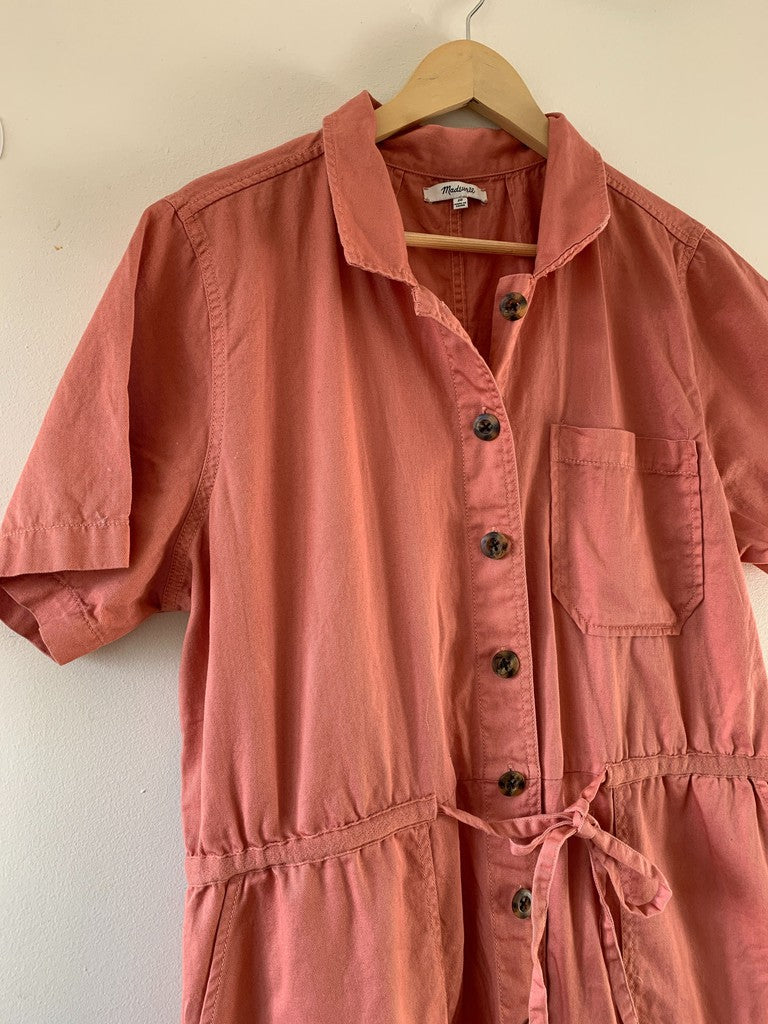 Madewell Cropped Wide Leg Plus Size Utility Jumpsuit Coral Tan Size 20 Style Number G7789