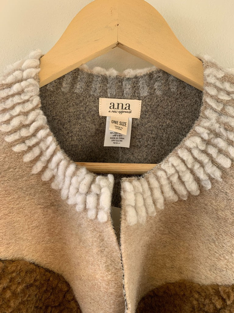 a.n.a Striped Belted Cape Jacket One-Size NWT