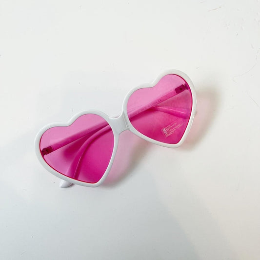 Pink & White Heart Shaped Sunglasses