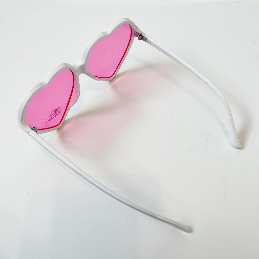 Pink & White Heart Shaped Sunglasses