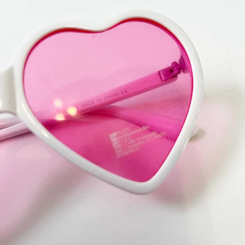 Pink & White Heart Shaped Sunglasses