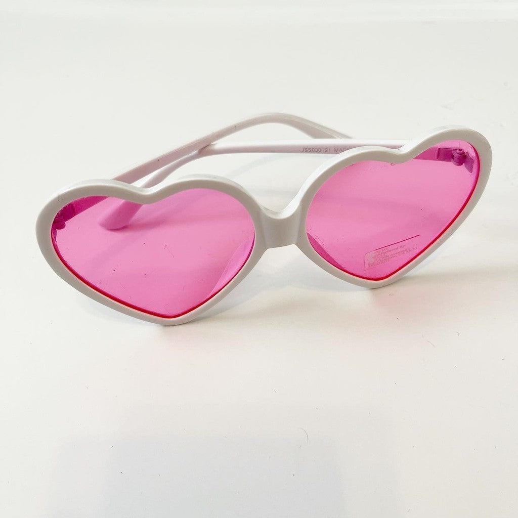 Pink & White Heart Shaped Sunglasses