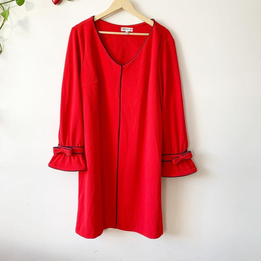 Neiman Marcus Red & Navy Midi Plus Sheath Dress14 Pullover