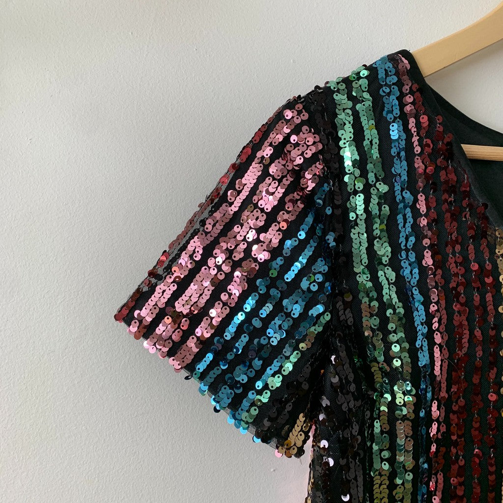 Lulus Firework Wonders Multicolor Sequin Party/Cocktail Dresses XS