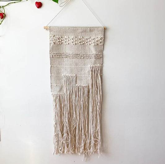 Boho Macrame Woven Tapestry Wall Hanging Cream