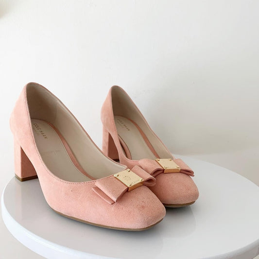 Cole Haan Tali Bow Pump Suede Pump Heel 8.5