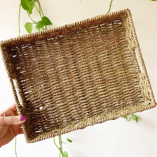 Boho Rectangle Medium Wicker Tray