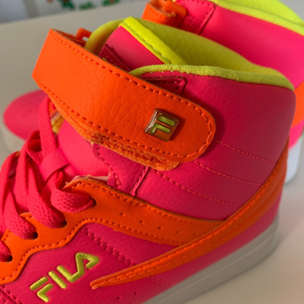 FILA Vulc Neon Pink, Orange & Green High Top Sneaker Sneaker 7 Women
