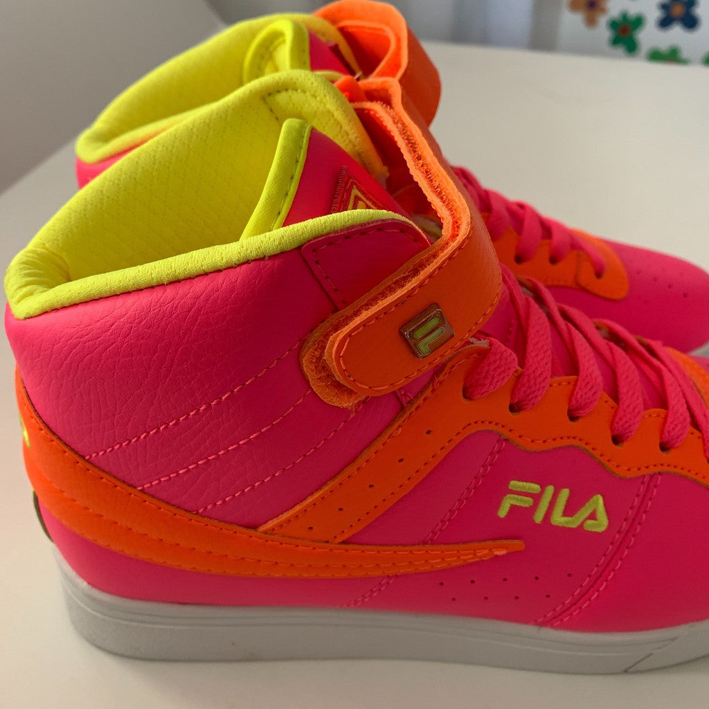 FILA Vulc Neon Pink, Orange & Green High Top Sneaker Sneaker 7 Women