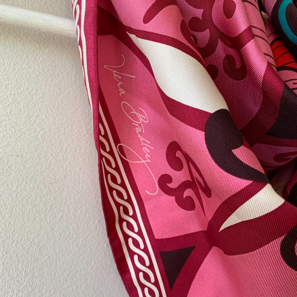Vera Bradley Pink & Multicolor Silk Floral Square Scarf