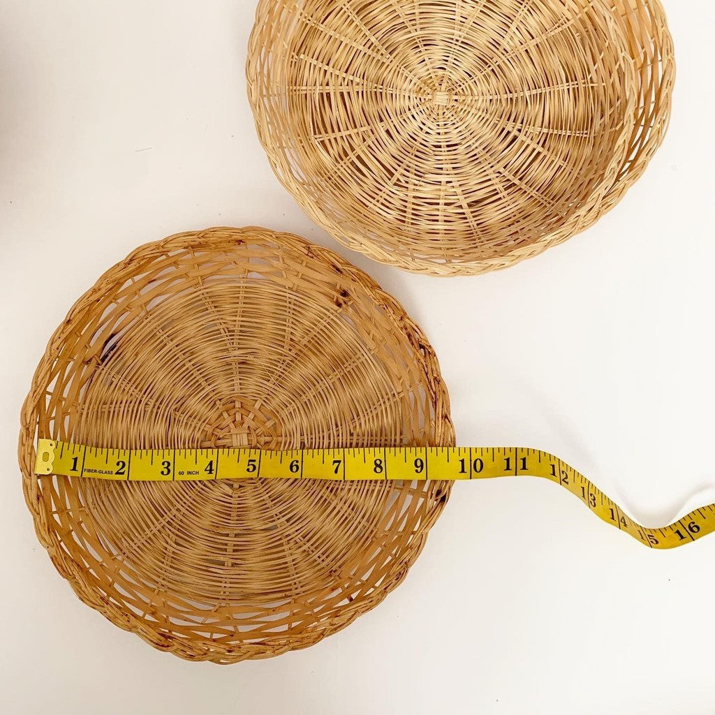 Bundle of 11 Boho Wicker Trivet Wall Baskets Gallery Wall Rattan