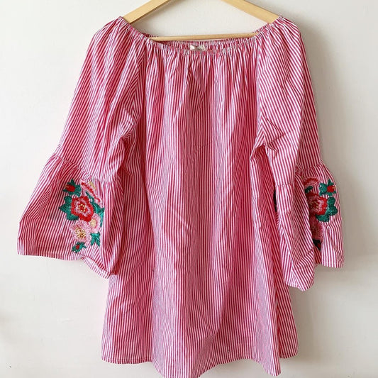 VELZERA Off-the-Shoulder Embroidered Plus Tunic 1X