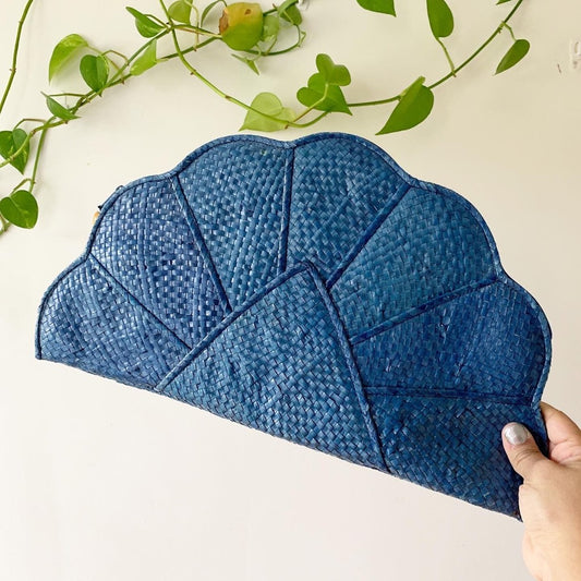 Bamboo Tasseled Blue Clutch