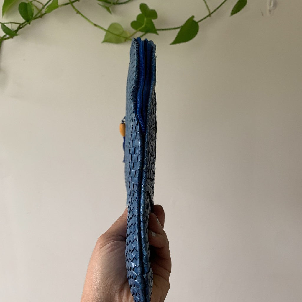 Bamboo Tasseled Blue Clutch
