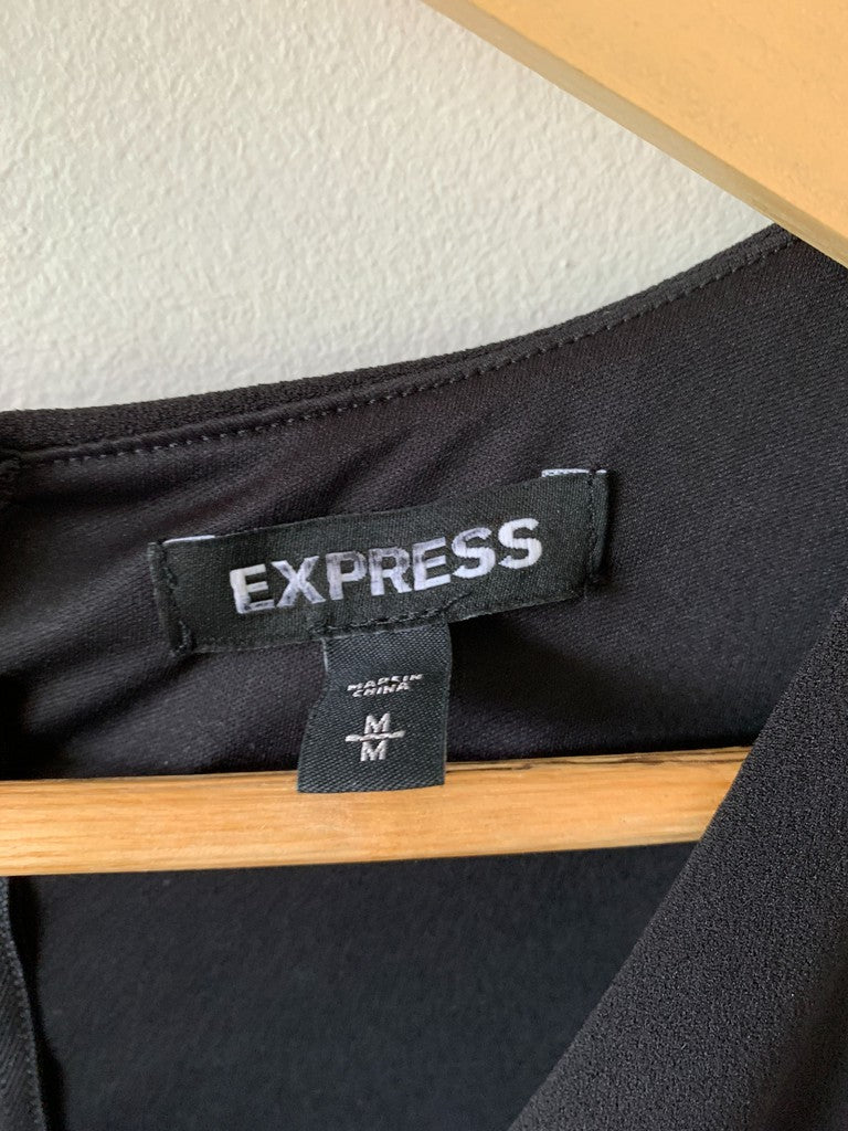 Express Black Puff Sleeve Tapered Jumpsuit M