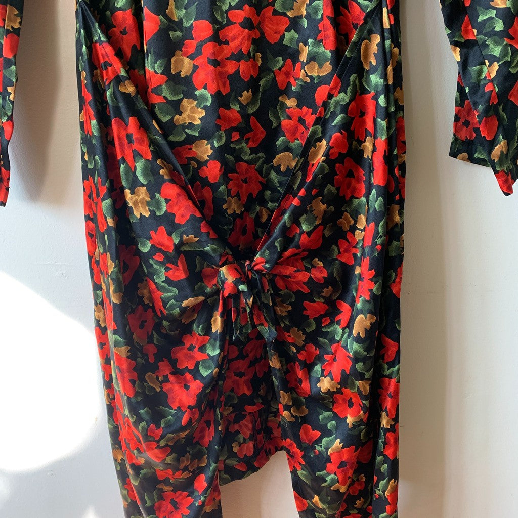Vintage 1980s Mary Jo Bruno 100% Silk Floral Dress