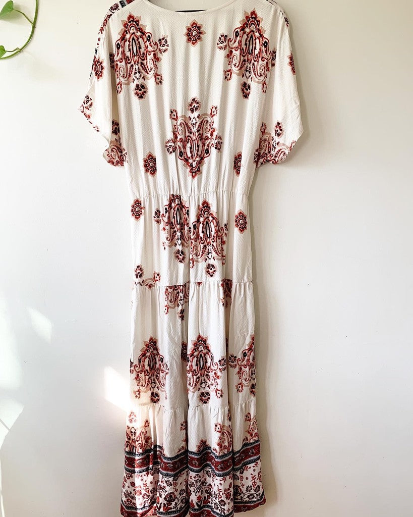 Knox Rose White / Black / Red Fit and Flare Maxi Bohemian