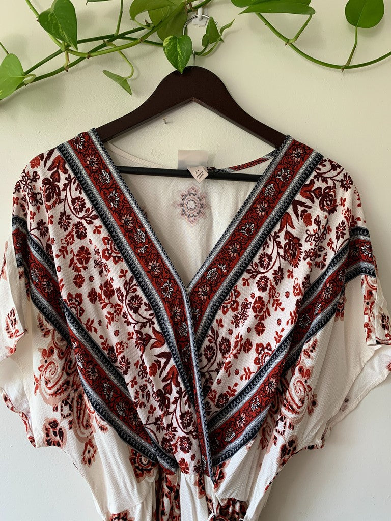 Knox Rose White / Black / Red Fit and Flare Maxi Bohemian