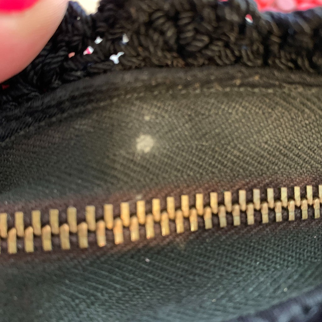Vintage Crochet Black Curved Clutch Purse