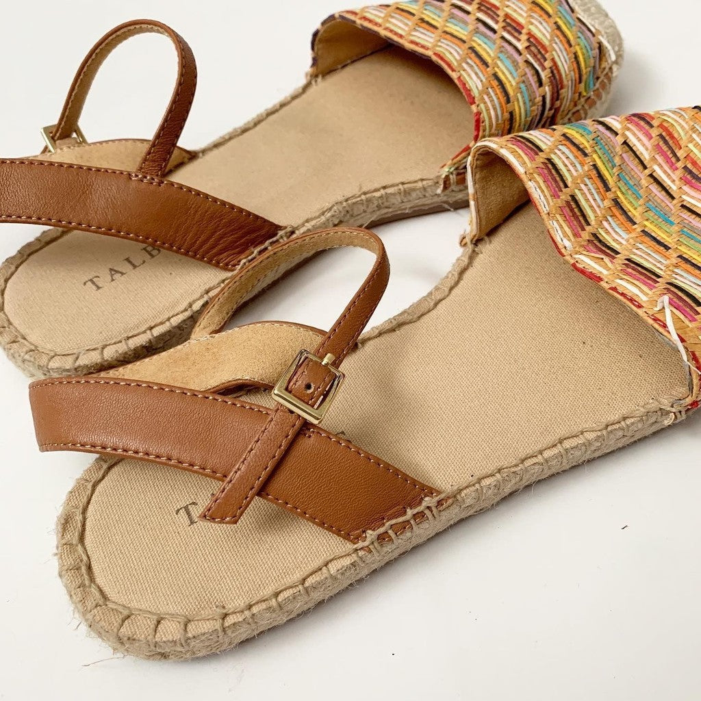 Talbots Izzy D'Orsay Espadrille Straw Rainbow Flats