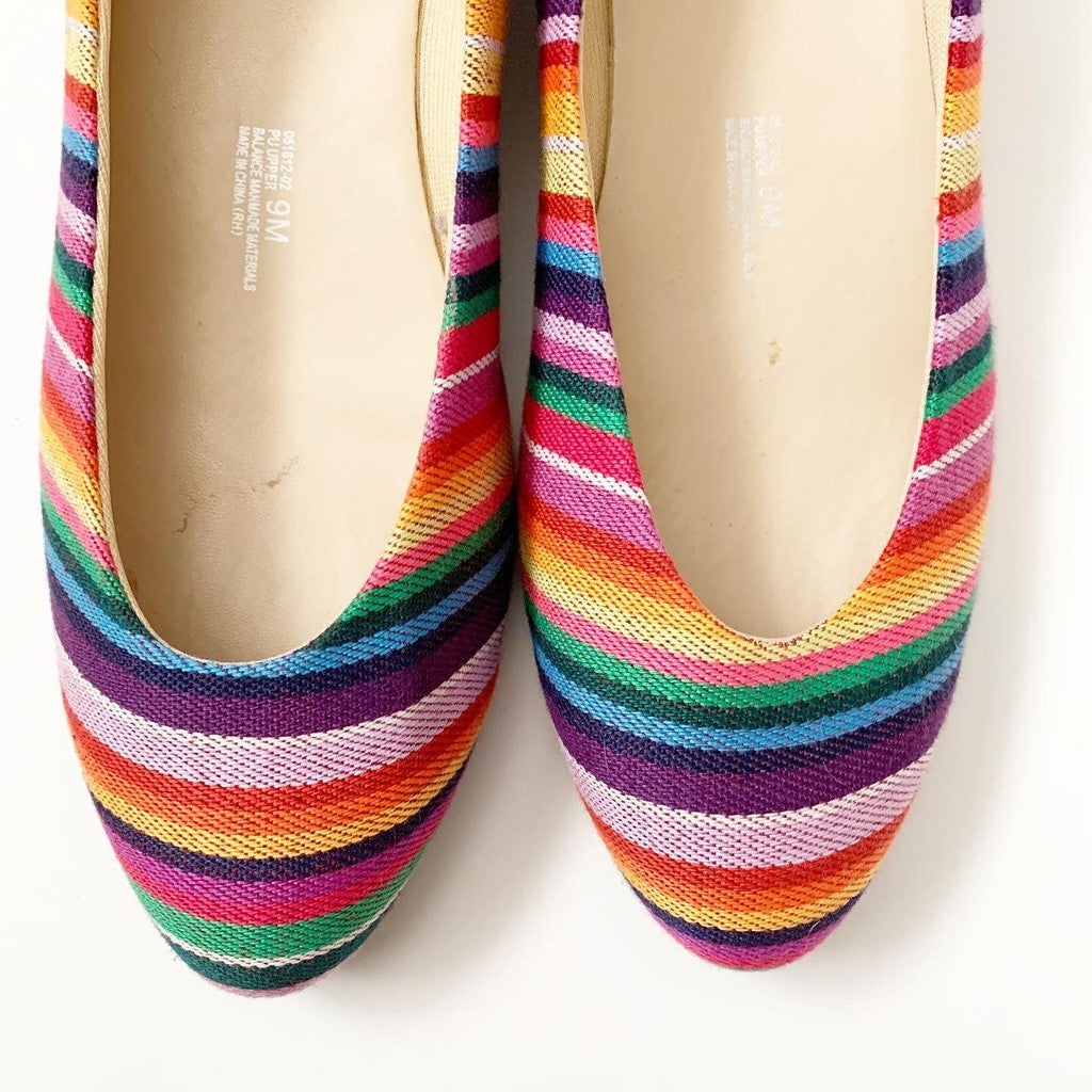 Angel Steps Rainbow Striped Wedge Heels
