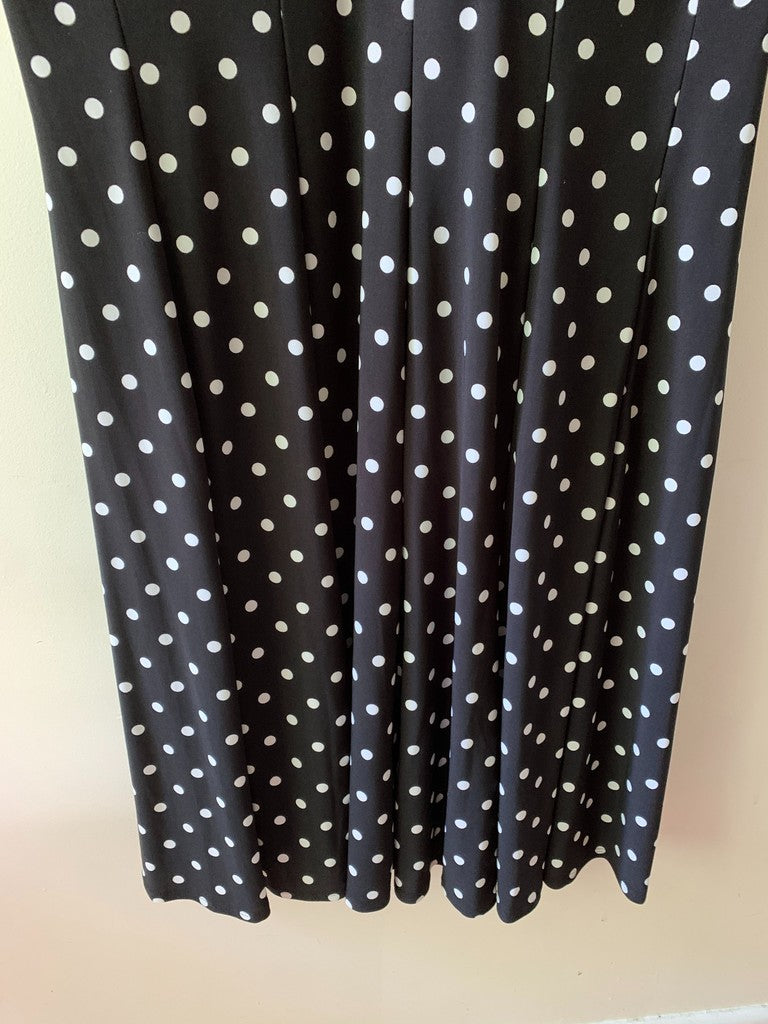 Lauren Ralph Lauren Black & White A-Line Polka Dot Dress 18W Plus
