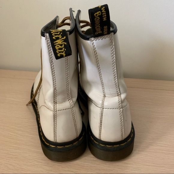 Dr. Martens White Patent Leather Women Combat Boot 10 1460