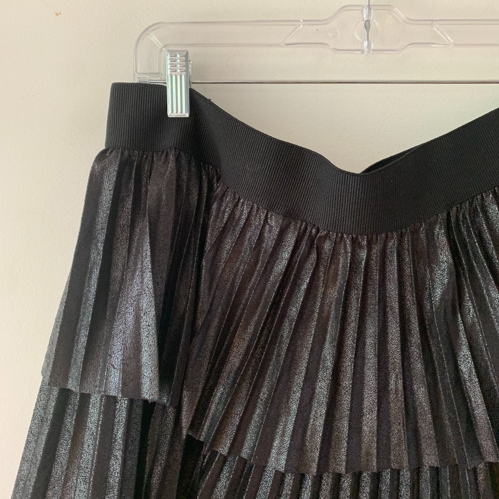 Lane Bryant Black Pleated Knee Length Metallic Skirt